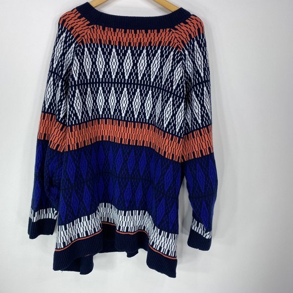 Woman Within 4X 34/36 Sweater Pullover Scoop Neck Navy Blue Coral Cotton Acrylic - Picture 7 of 7